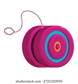 Brinquedo de ioiô rosa clássico com corda pendurada, mostrando design tradicional, perfeito para jogos e entretenimento infantil