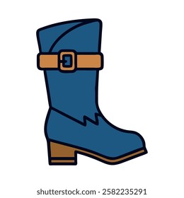 Classic pirate boot with buckle isolated vector illustration