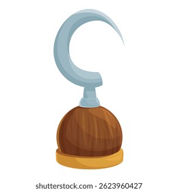 Classic pirate hook replacing hand is standing on a white background