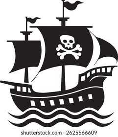 Classic Pirate Ship Silhouette Vector Art