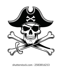 Classic Pirate Skull and Crossbones - Detailed Vector Illustration