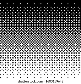 Classic Pixel Art Dithering Background. Black and White Pixel Linear Gradient Pattern. Retro Game Vector Illustration Seamless Pattern.