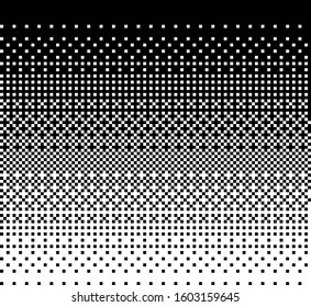 Classic Pixel Art Dithering Background. Black and White Pixel Linear Gradient Pattern. Retro Game Vector Illustration Seamless Pattern.