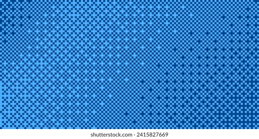 El Arte Pixel Clásico Difunde Fondo. Patrón de gradiente lineal de píxeles azules. Ilustración vectorial.