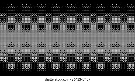 Classic Pixel Art Dithering Background. Black and White Pixel Gradient Pattern. Bitmap Raster Effect Overlay Texture. Vector Illustration.