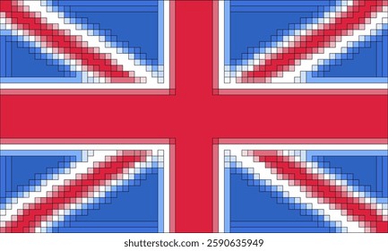 Classic pixel art of the United Kingdom flag. Flat vector design.