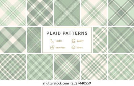 Classic plaid fabric patterns with stripes and checks, perfect for textile prints, clothing materials, or stylish decor.