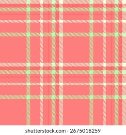 Classic plaid pattern in coral, green, and beige. Perfect for textile design, backdrops, or adding a touch of cozy sophistication. Versatile for fashion, crafts, or digital art.