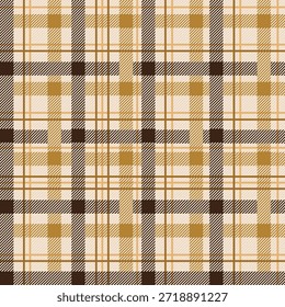 Un patrón clásico de cuadros con una cuadrícula simétrica de líneas gruesas y delgadas que se cruzan en tonos marrones, beige y negros cálidos, evocando elegancia atemporal y armonía estructurada.