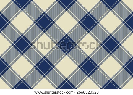 Classic plaid pattern in navy and cream. Timeless textile design, perfect for backgrounds, apparel, crafts, and digital projects needing a traditional touch.