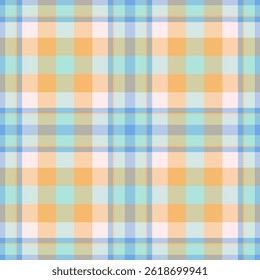 Classic plaid pattern with pastel tones. Perfect for backgrounds, textiles, design projects. Evokes warmth, comfort, and a retro aesthetic. Versatile for various creative uses.