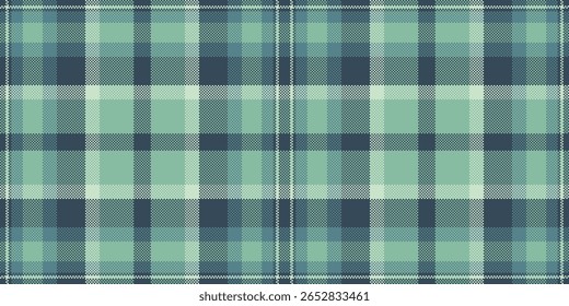 Padrão de xadrez clássico em tons de azul e verde. Design têxtil evoca tradição e conforto. Ideal para fundos, vestuário e design gráfico.