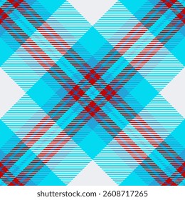 Classic plaid pattern, a vibrant textile design with intersecting blue and red lines. Ideal for backgrounds, fabrics, or graphic projects needing a traditional touch.