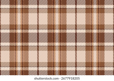 Classic plaid pattern in warm brown hues. A timeless textile design, perfect for backgrounds, apparel, or cozy interior concepts. Creates a rustic or traditional mood.