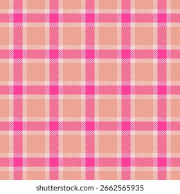 Classic plaid pattern in warm pink hues. Retroinspired seamless design. Perfect for textiles, backgrounds, or stylish digital projects. A versatile aesthetic.