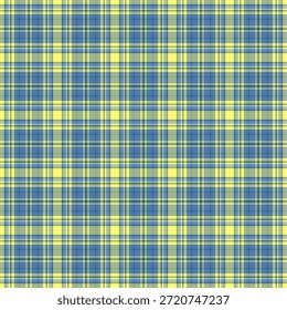 Patrón clásico de cuadros en amarillo y azul. Diseño textil versátil ideal para fondos, ropa, artesanías y proyectos creativos. Evoca tradición y estilo.