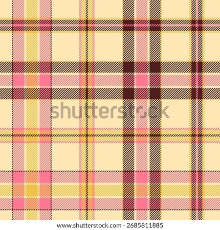Classic plaid seamless pattern with soft yellow and pink