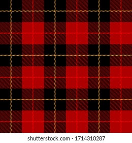 Classic Plaid Tartan (red, black, yellow) Seamless for shirt printing, clothes, dresses, tablecloths, blankets, bedding, paper, quilt, fabric and other textile products. Vector illustration