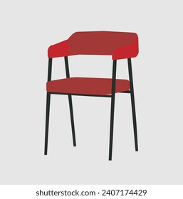 Classic plastic chair vector illustration on white background.
Chair vector comfortable furniture armchair and seat pouf design.