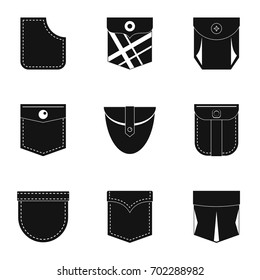 Classic pocket icon set. Simple set of 9 classic pocket vector icons for web isolated on white background