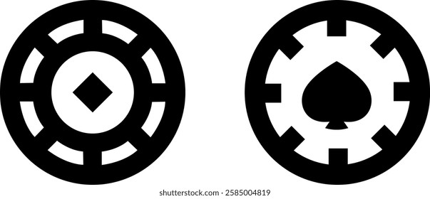 Classic Poker Chip Symbol Vector Icon Set