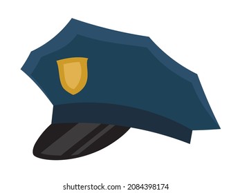 Classic police cap. Headdress in flat style.