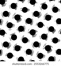 Classic polka dot harmony. Seamless vector pattern. Creative texture with chaotic, hand-drawn round shapes. Dotted wrapping paper sample for design. point and polka dot design two color polka dot
