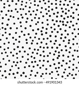Classic Polka Dots pattern. Hand drawn ink texture with small dots. Elegant and simple Dotted background.