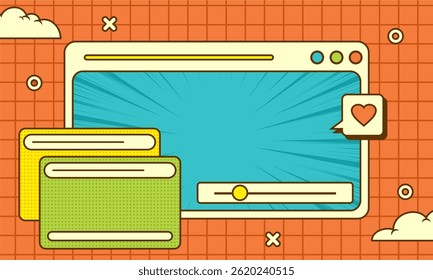 Classic pop art background for template in retro comic style