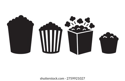 Classic popcorn bag and cinema snack silhouettes