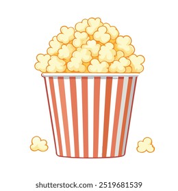 Classic Popcorn in Striped Cup Vector Illustration