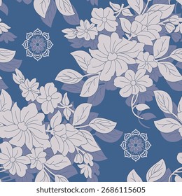 Classic Popular Flower Seamless pattern background - For easy making seamless pattern use it for filling any contours