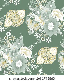 Classic Popular Flower Seamless pattern background - For easy making seamless pattern use it for filling any contours