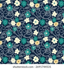 Classic Popular Flower Seamless pattern background - For easy making seamless pattern use it for filling any contours