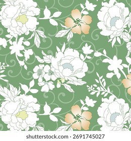 Classic Popular Flower Seamless pattern background - For easy making seamless pattern use it for filling any contours