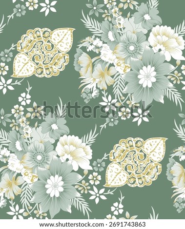 Classic Popular Flower Seamless pattern background - For easy making seamless pattern use it for filling any contours