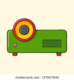 Classic portable projector hand drawn pop art style illustration.