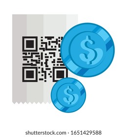 classic qr code with coins isolated icon vector illustration design