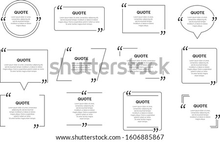 Classic quote box text bubble templates set for infographic citation message balloon in empthy frame for poster webpage banner design.