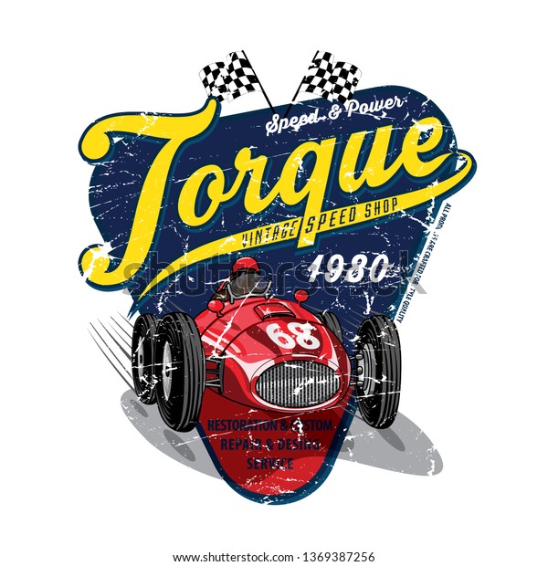 classic race car illustrations, retro badges\
with old race car, Dirty Garage T-shirt Design, vintage race car\
for printing. vector old school race poster, artwork for children\
wear. Textile graphic.