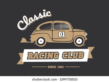 classic race car template vector design, vintage style