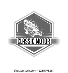 classic race motorcycle vector, logo classic motorcycle
