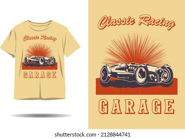 Classic racing car garage silhouette t shirt design
