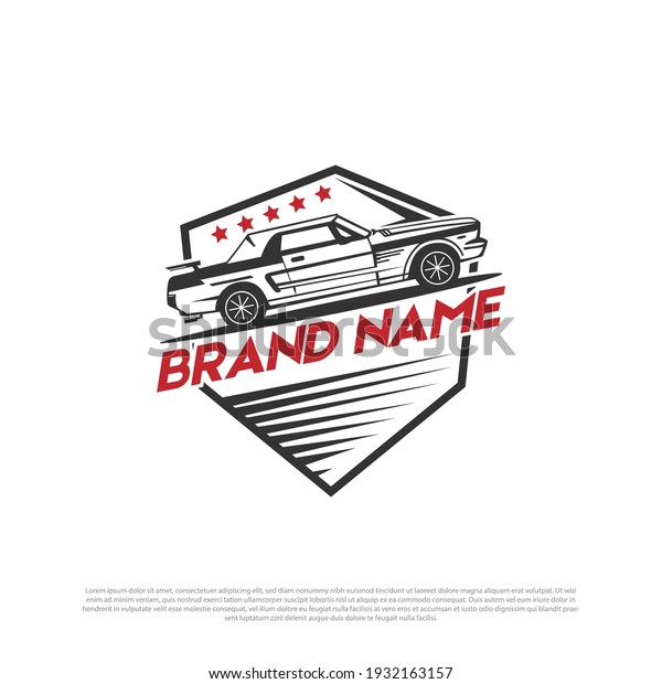 classic racing car\
logo design inspiration, modification car logo vector template with\
vintage and retro\
style