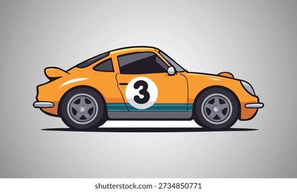 Classic Racing Car Side View Illustration