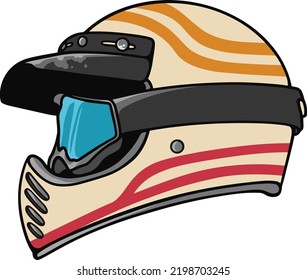 Classic racing helmets on a white background