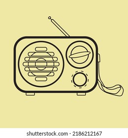 classic radio line illustration. radio with hoop shape has a classic and attractive impression