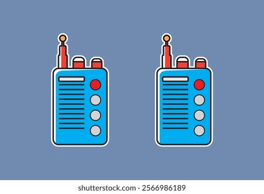 classic radio player, and audio tape in cartoon vector sticker illustration form Vintage audio equipment featuring. every element can change