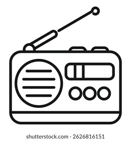 Receptor de rádio clássico com antena, simbolizando notícias, música e entretenimento