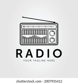 classic radio station outline logo vector illustration design